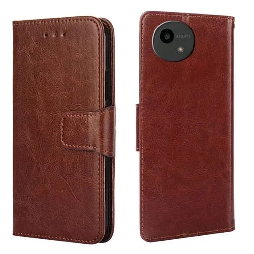 Funda de Cuero con Textura de Cristal para Teléfono Sharp Aquos Wish (Marrón)