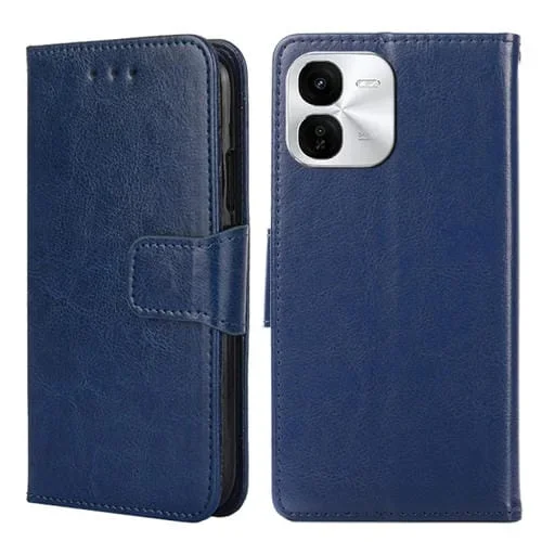 Funda de Cuero con Textura de Cristal para Teléfono Vivo Iqoo Z9X 5G (Azul Real)