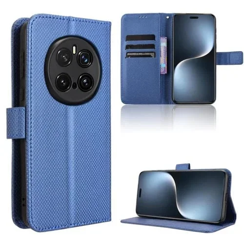 Funda de Cuero con Textura de Diamante para Honor Magic7 Pro (Azul)