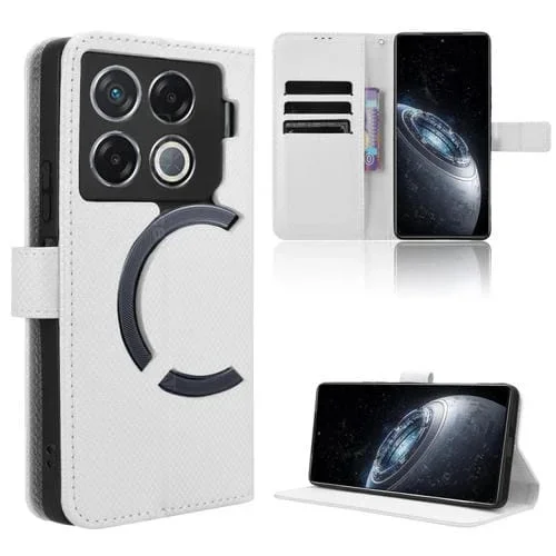 Funda de Cuero con Textura de Diamante para Infinix GT 20 Pro 5G (Blanco)