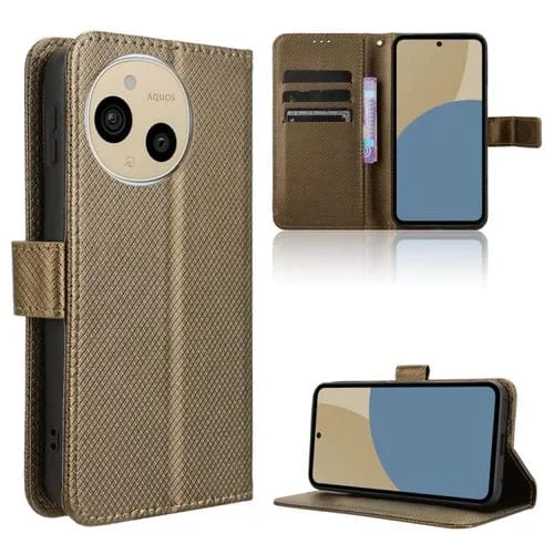 Funda de Cuero con Textura de Diamante para Sharp Aquos Sense9 (Marrón)