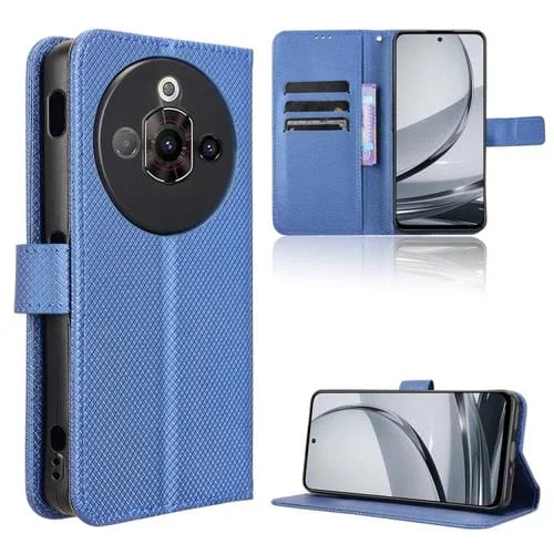 Funda de Cuero con Textura de Diamante para ZTE Nubia Focus Pro 5G (Azul)