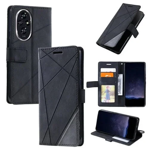 Funda de Cuero con Textura de Piel Sintética para Honor 200 5G (Negra)