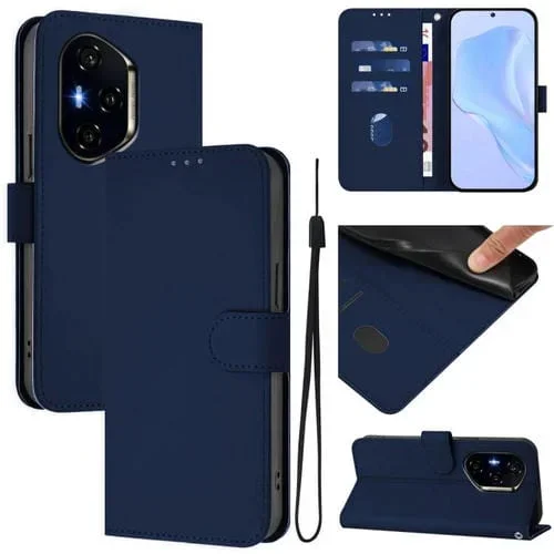 Funda de Cuero con Textura de Piel y Cordón para Honor 400 (Azul Marino)