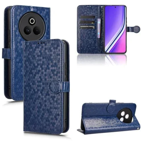 Funda de Cuero con Textura de Puntos de Panal para Realme P3 Pro (Azul)