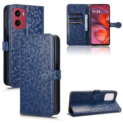 Funda de Cuero con Textura Panal para Motorola Moto G05/E15 (Azul)