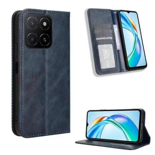 Funda de Cuero con Textura Retro y Hebilla Magnética para Honor X5B 4G (Azul)