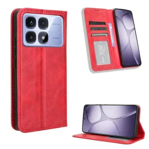 Funda de Cuero con Textura Retro y Hebilla Magnética para Redmi K70 Ultra (Roja)