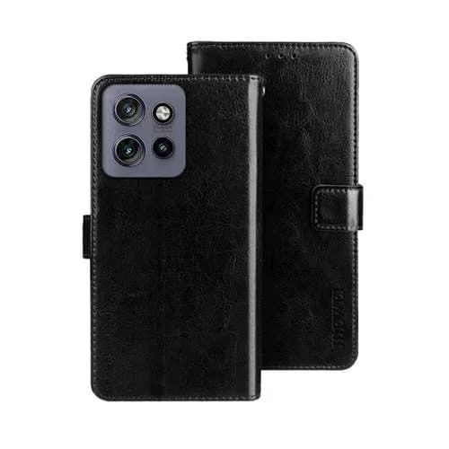 Funda de Cuero Crazy Horse para Motorola Edge 50 Neo (Negra)