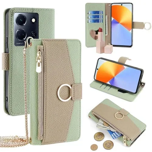 Funda de Cuero Crossbody para Infinix Note 30 4G con Textura Litchi (Verde)