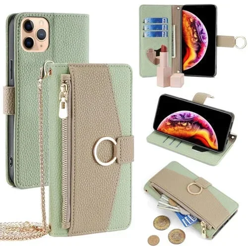 Funda de Cuero Crossbody para iPhone 11 Pro Max Litchi Texture (Verde)