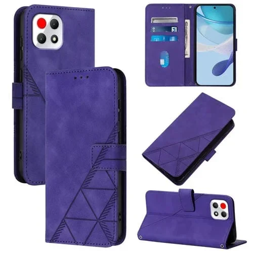 Funda de Cuero Crossbody para T-Mobile Revvl 7 5G con Tapa en Relieve 3D (Púrpura)