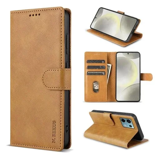 Funda de Cuero de Color Sólido N.Bekus Csj-P1 para Redmi Note 13 4G (Marrón)