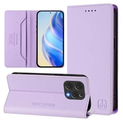 Funda de Cuero Doogee N55 Plus Rc01 con Doble Pliegue y Succión Magnética Rfid (Morado Claro)