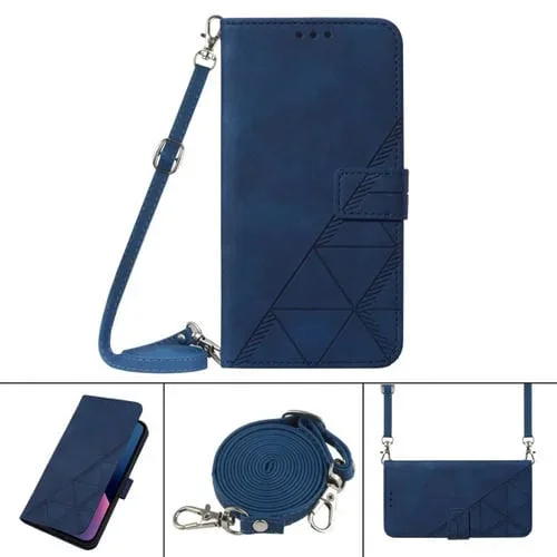 Funda de Cuero en Relieve 3D para Alcatel 1L 2021 Crossbody (Azul)