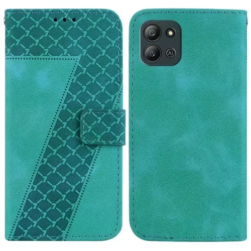 Funda de Cuero En Relieve en Forma de 7 para Infinix Hot 11 2022 (Verde)