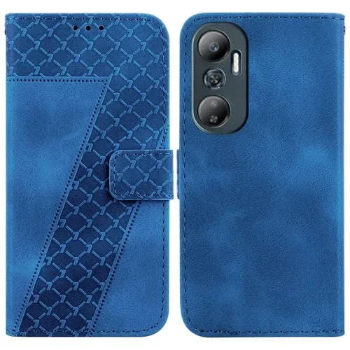 Funda de Cuero En Relieve en Forma de 7 para Infinix Hot 20 (Azul)