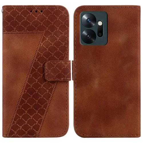 Funda de Cuero En Relieve en Forma de 7 para Infinix Zero 20 X6821 (Marrón)