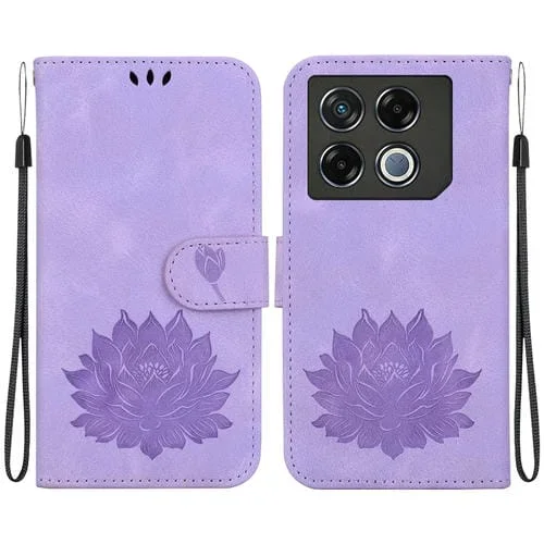 Funda de Cuero En Relieve Lotus para Infinix Gt 20 Pro (Púrpura)
