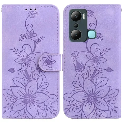 Funda de Cuero en Relieve para Infinix Hot 20I Lily (Púrpura)