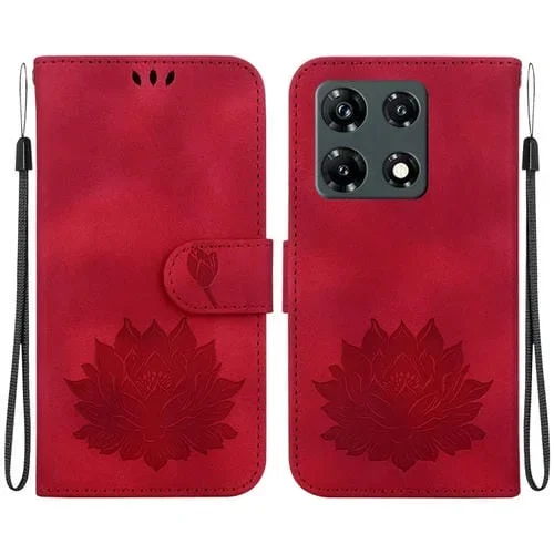 Funda de Cuero En Relieve para Infinix Note 30 Vip Lotus (Rojo)