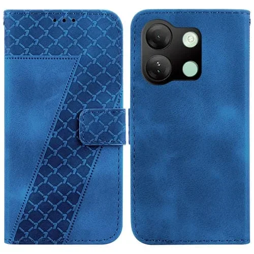 Funda de Cuero En Relieve para Infinix Smart 7 HD con Forma de 7 (Azul)