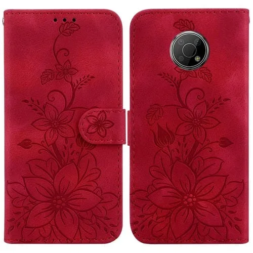 Funda de Cuero en Relieve para Nokia G300 Lily para Teléfono (Rojo)