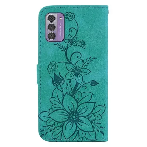 Funda de Cuero En Relieve para Nokia G42 Lily para Teléfono (Verde)
