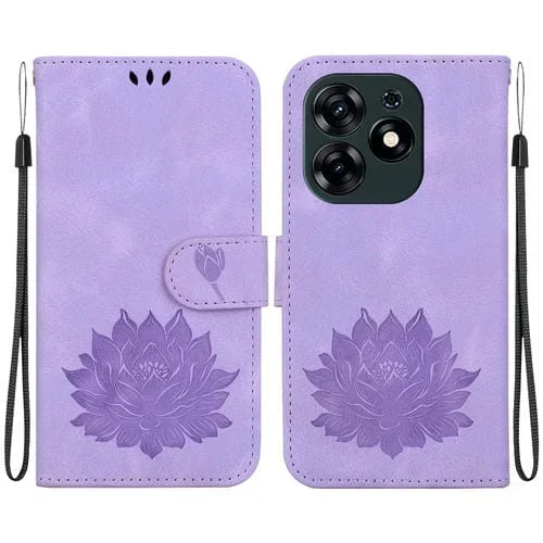 Funda de Cuero En Relieve para Teléfono Tecno Spark 10 Pro Lotus (Púrpura)