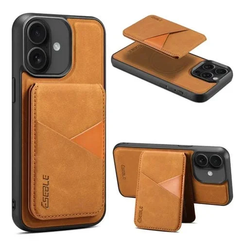 Funda de Cuero Eseble E2 para iPhone 16 Plus con Ranuras para Tarjetas Magsafe Rfid (Amarillo)
