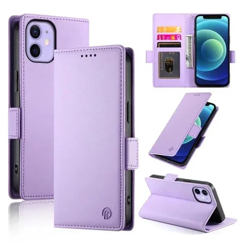 Funda de Cuero Esmerilado con Hebilla Lateral Magnética para iPhone 12 Mini (Morado)