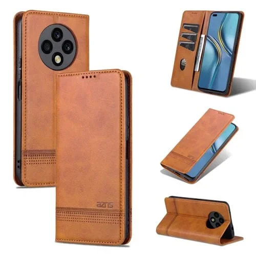 Funda de Cuero Flip Horizontal U-Magic Disfrute 50 Plus con Cierre Magnético (Marrón Claro)