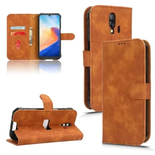 Funda de Cuero Flip Magnética Skin Feel para BlackView Bv7200 (Marrón)