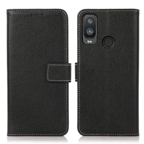 Funda de Cuero Flip para Alcatel 1L 2021 con Soporte, Tragamonedas y Billetera (Negro)