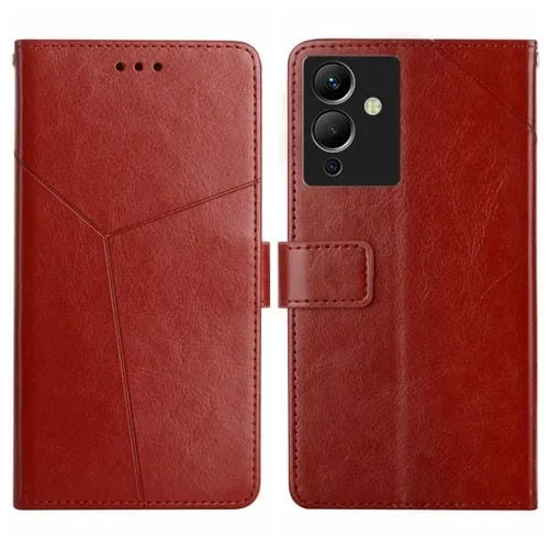 Funda de Cuero Flip para Infinix Note 12 G96 Ht01 con Patrón en Forma de Y (Marrón)