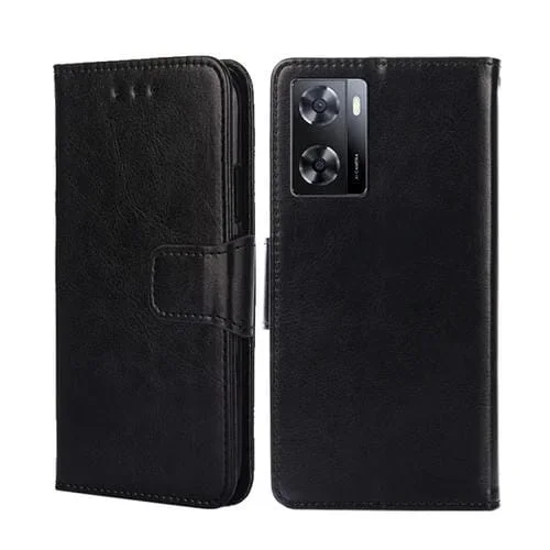 Funda de Cuero Flip para OnePlus Nord N20 Se 4G con Textura Crystal (Negro)