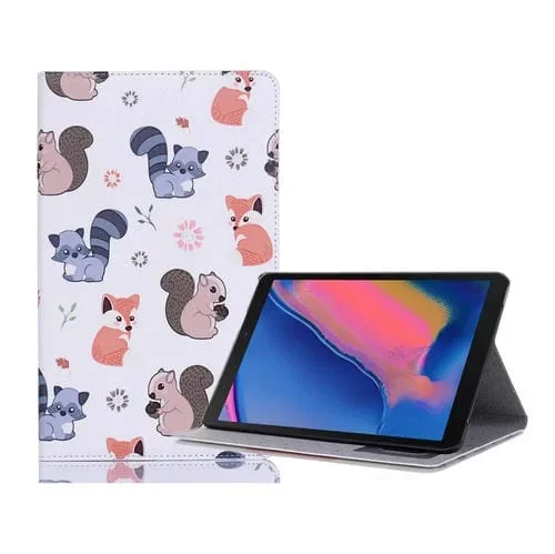 Funda de Cuero Fox para Galaxy Tab A 8.0 (2019) con Tapa Horizontal, Ranuras para Tarjetas, Soporte, Billetera y Marco de Fotos (Fox)