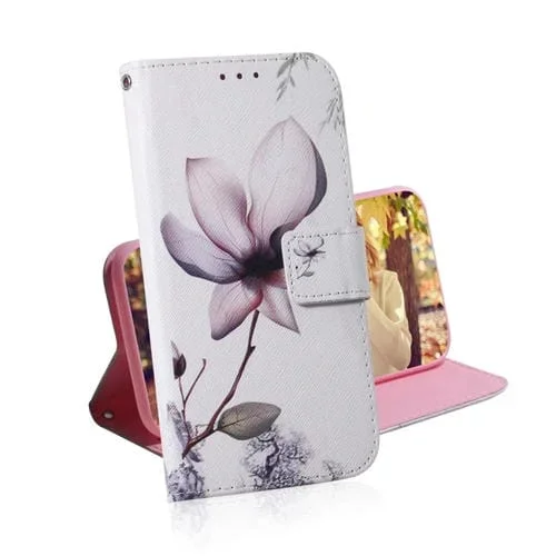 Funda de Cuero Galaxy A50 Magnolia Flower Pattern con Tapa Horizontal Soporte Ranuras y Billetera