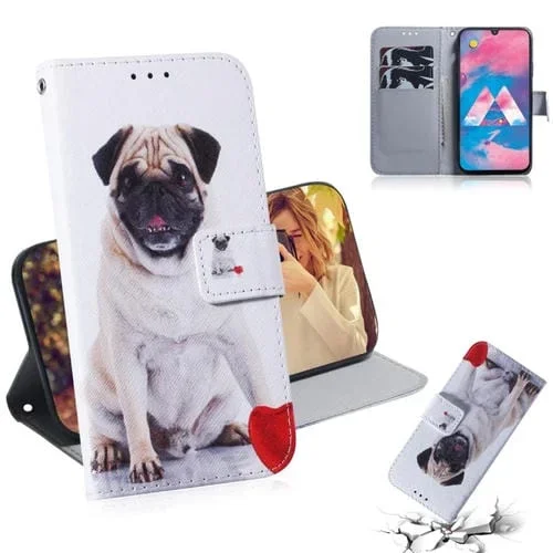 Funda de Cuero Galaxy M30 con Tapa Horizontal, Dibujo Coloreado, Soporte, Ranuras para Tarjetas y Billetera