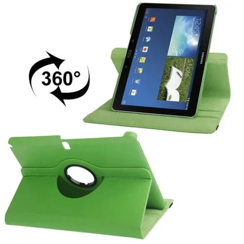 Funda de Cuero Galaxy Note 10.1 (Edición 2014) P600 Giratoria 360° Soporte 2 Ángulos (Verde)