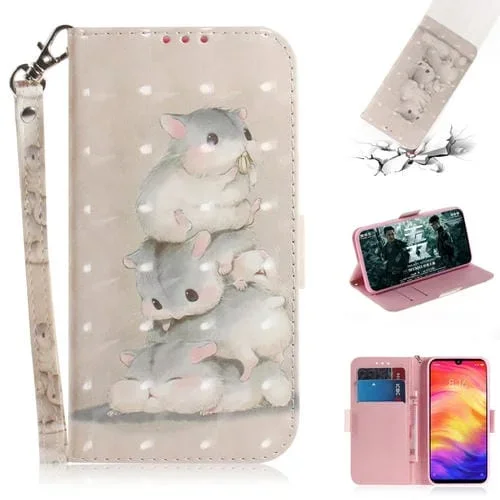 Funda de Cuero Galaxy S10 con Tapa Horizontal Dibujo 3D Soporte Ranuras y Billetera (Tres Ardillas)