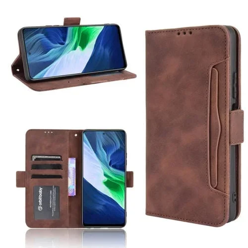 Funda de Cuero Horizontal Flip para Infinix Note 10 con Soporte, Ranuras para Tarjetas y Marco de Fotos (Marrón)