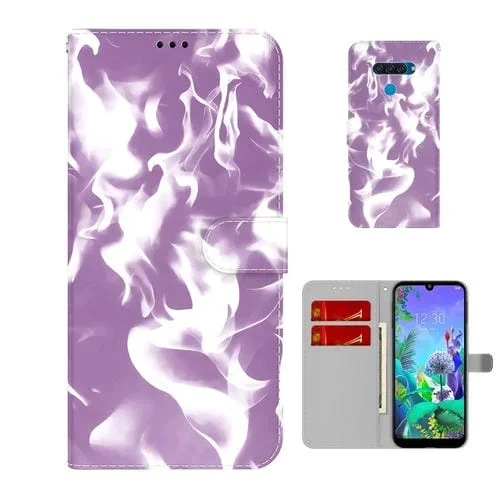 Funda de Cuero Horizontal Flip para LG K50 / Q60 con Soporte y Ranura para Tarjeta (Púrpura)