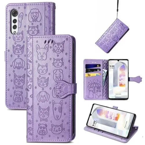 Funda de Cuero Horizontal para LG Velvet 2 Pro con Soporte, Ranuras y Cordón (Púrpura)