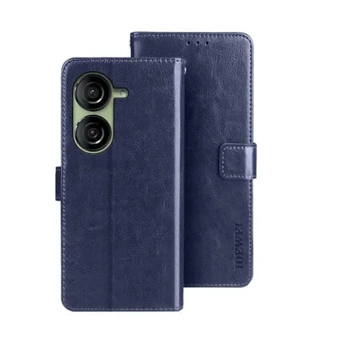 Funda de Cuero Idewei Crazy Horse para Asus Zenfone 10 con Soporte (Azul)