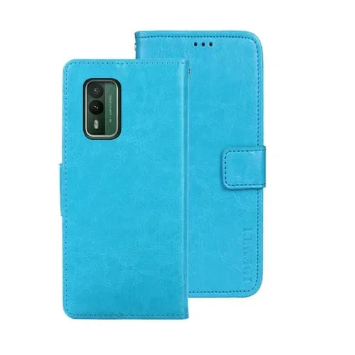 Funda de Cuero Idewei Crazy Horse para Nokia Xr21 con Soporte (Azul Cielo)