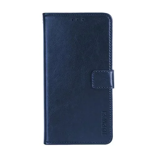 Funda de Cuero Idewei Crazy Horse para TCL 10 Se con Soporte, Tragamonedas y Billetera (Azul)