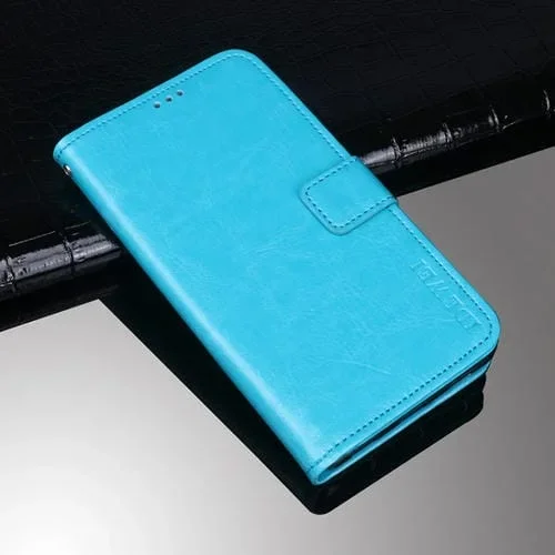 Funda de Cuero Idewei Crazy Horse Texture Horizontal Flip con Soporte y Ranuras para Tarjetas para Tecno Camon 17 (Sky Blue)