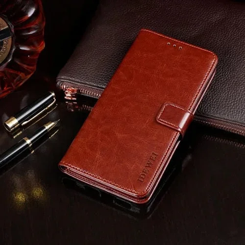 Funda de Cuero Idewei Crazy Horse Texture para iPhone 11 Pro con Tapa Horizontal Soporte Ranuras y Billetera (Marrón)