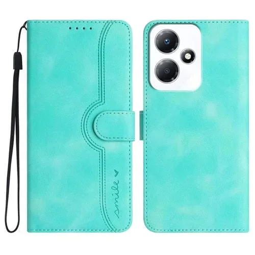 Funda de Cuero Infinix Hot 30 Play y Hot 30 Play Nfc con Diseño de Corazón (Azul Claro)